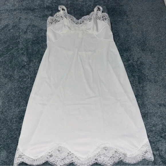Vintage Sears Full Length Lace Trimmed White Slip Women’s Size 36 Tall - Picture 1 of 6